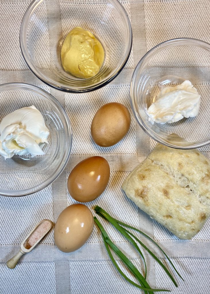 eggs, mustard, yogurt Herbs